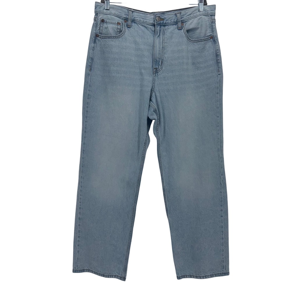 Aeropostale Women's High Rise Baggy Jeans Light Wash Blue Denim Size 14 Regular